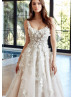 Beaded 3D Floral Appliques Shimmering Tulle Newly Arrival Wedding Dress